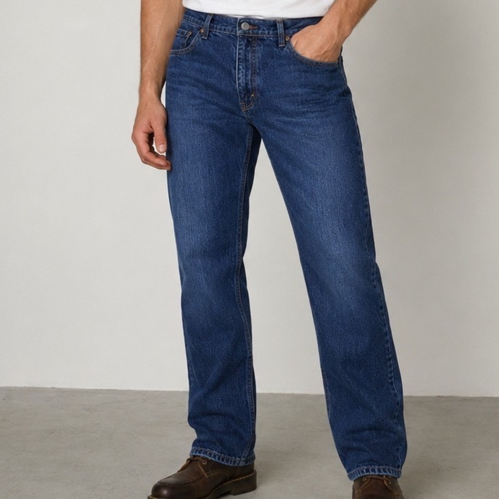 Levis 505 Mens Regular Fit Straight Leg Jeans Dark Indigo Blue W38 L32